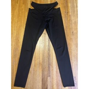 Women Medium Black High‎ Waist Hip Slits Casual Workout Active Running Leggings